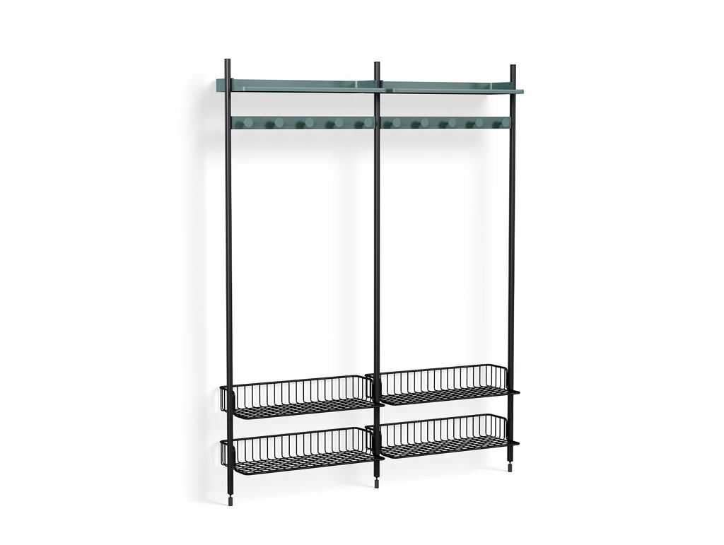 Pier System 1052 by HAY - Black Anodised Aluminium Uprights / PS Blue with Anthracite Wire Shelf