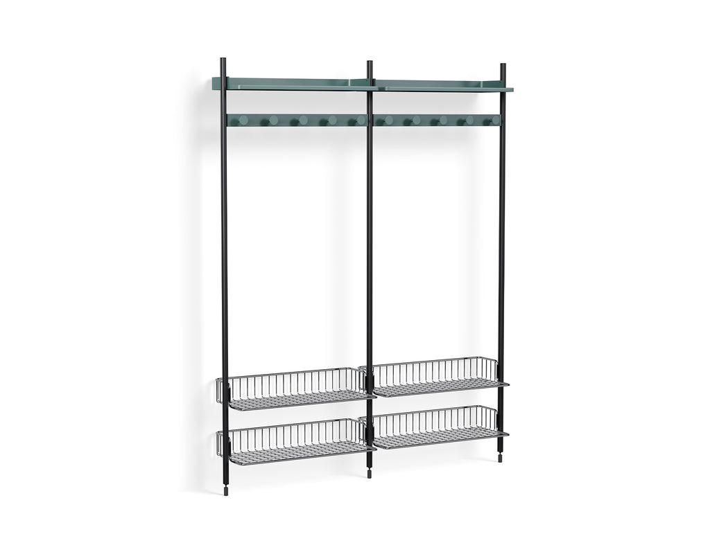Pier System 1052 by HAY - Black Anodised Aluminium Uprights / PS Blue with Chromed Wire Shelf