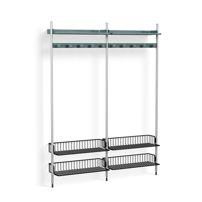 Pier System 1052 by HAY - Clear Anodised Aluminium Uprights / PS Blue with Anthracite Wire Shelf