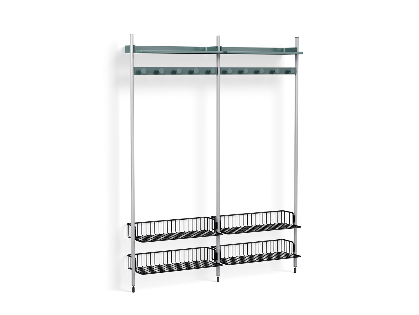Pier System 1052 by HAY - Clear Anodised Aluminium Uprights / PS Blue with Anthracite Wire Shelf