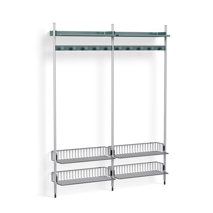 Pier System 1052 by HAY - Clear Anodised Aluminium Uprights / PS Blue with Chromed Wire Shelf
