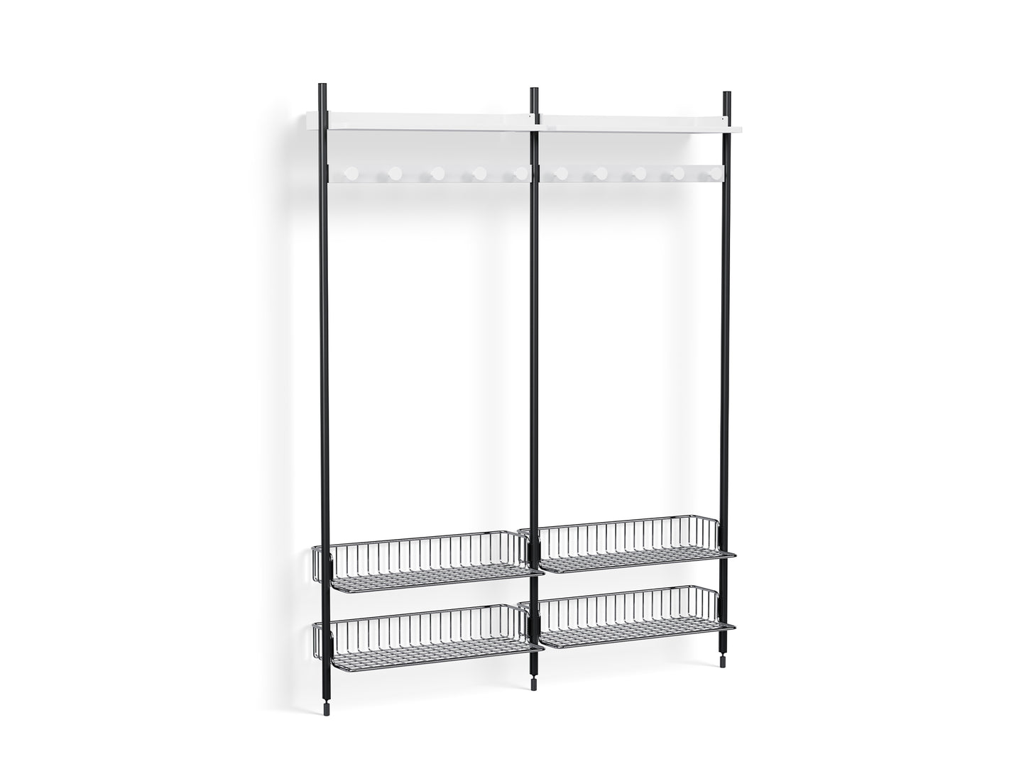 Pier System 1052 by HAY - Black Anodised Aluminium Uprights / PS White with Chromed Wire Shelf