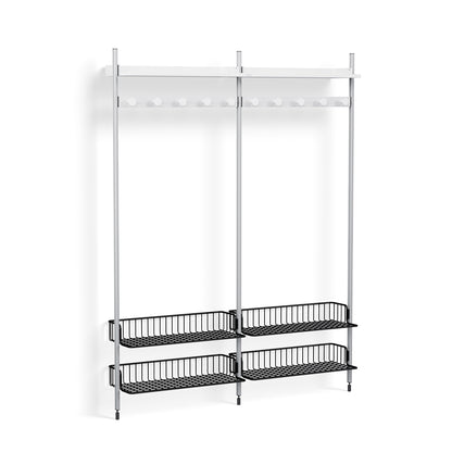 Pier System 1052 by HAY - Clear Anodised Aluminium Uprights / PS White with Anthracite Wire Shelf