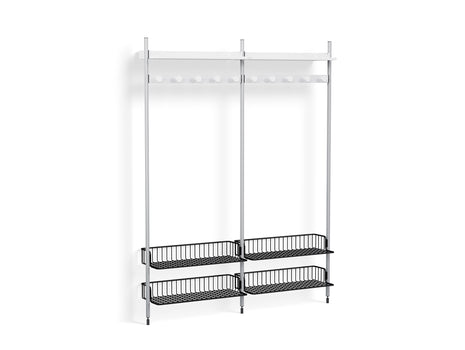 Pier System 1052 by HAY - Clear Anodised Aluminium Uprights / PS White with Anthracite Wire Shelf