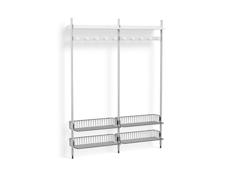 Pier System 1052 by HAY - Clear Anodised Aluminium Uprights / PS white with Chromed Wire Shelf