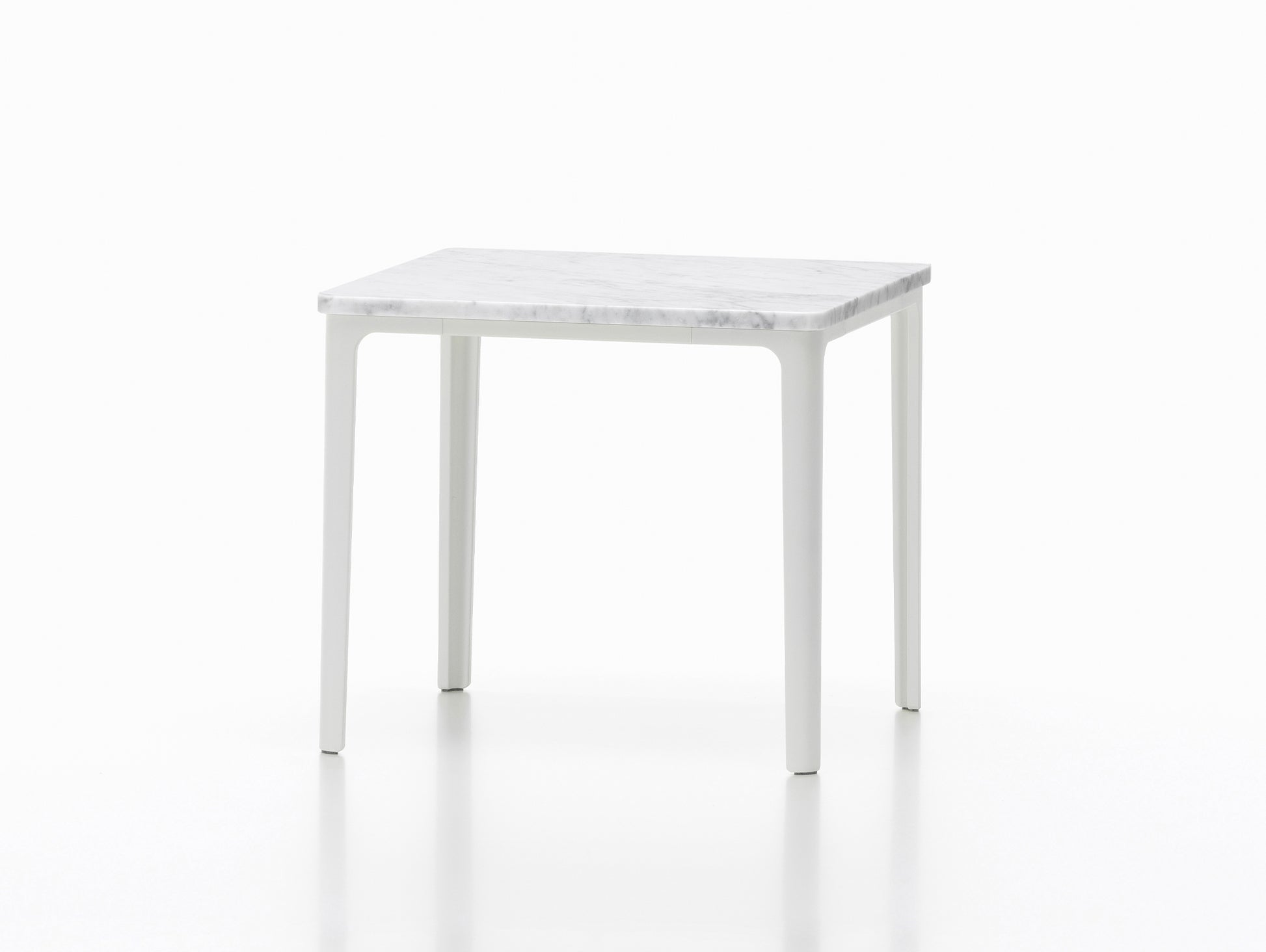 Plate Coffee Table by Vitra - Width: 41 cm / Depth: 41 cm, White Aluminium Base, Carrara Marble Tabletop