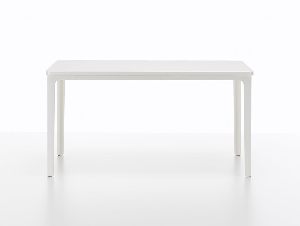 Plate Coffee Table by Vitra - Width: 41 cm / Depth: 71 cm, White Aluminium Base, White MDF Tabletop