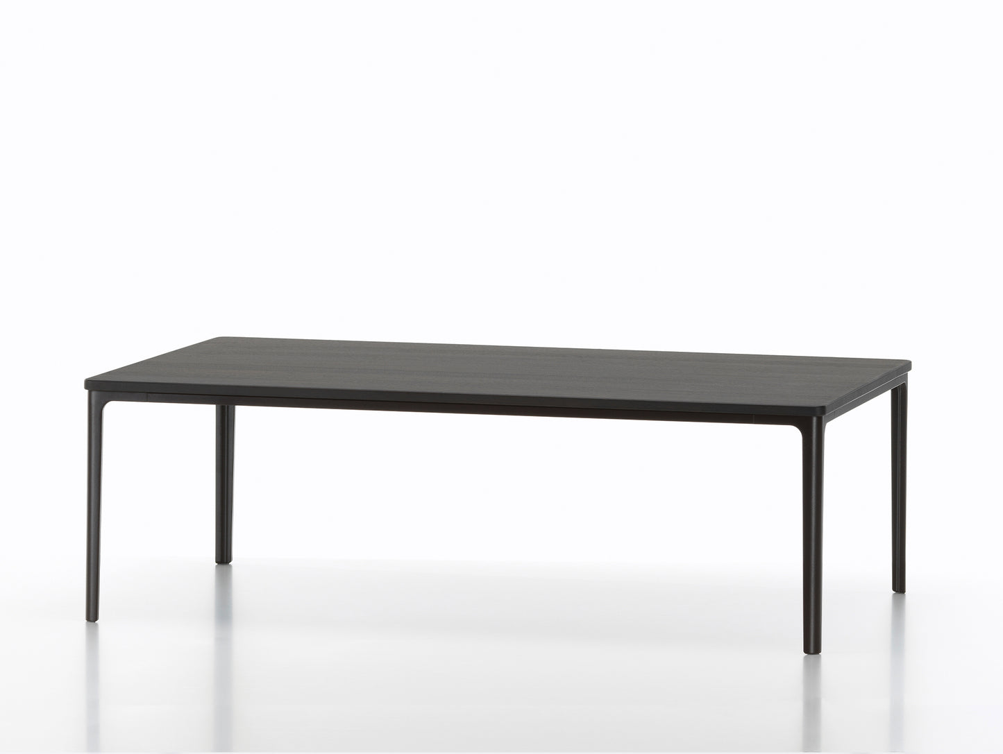 Plate Coffee Table by Vitra - Width: 113 cm / Depth: 71 cm, Basic Dark Aluminium Base, Dark Oak Tabletop