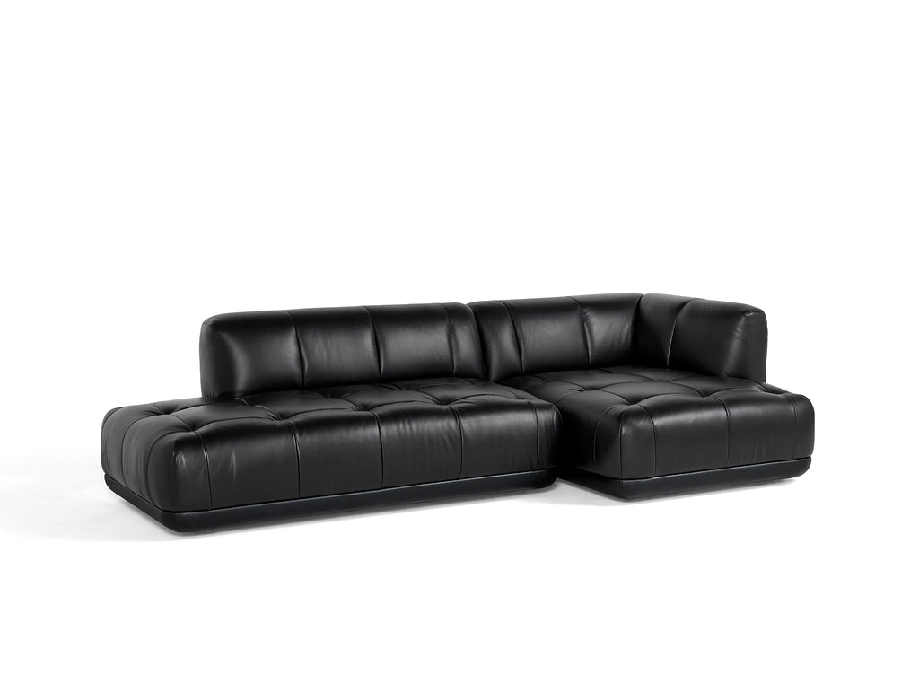 Quilton Sofa - Combination 21 in Black Silk Leather by HAY