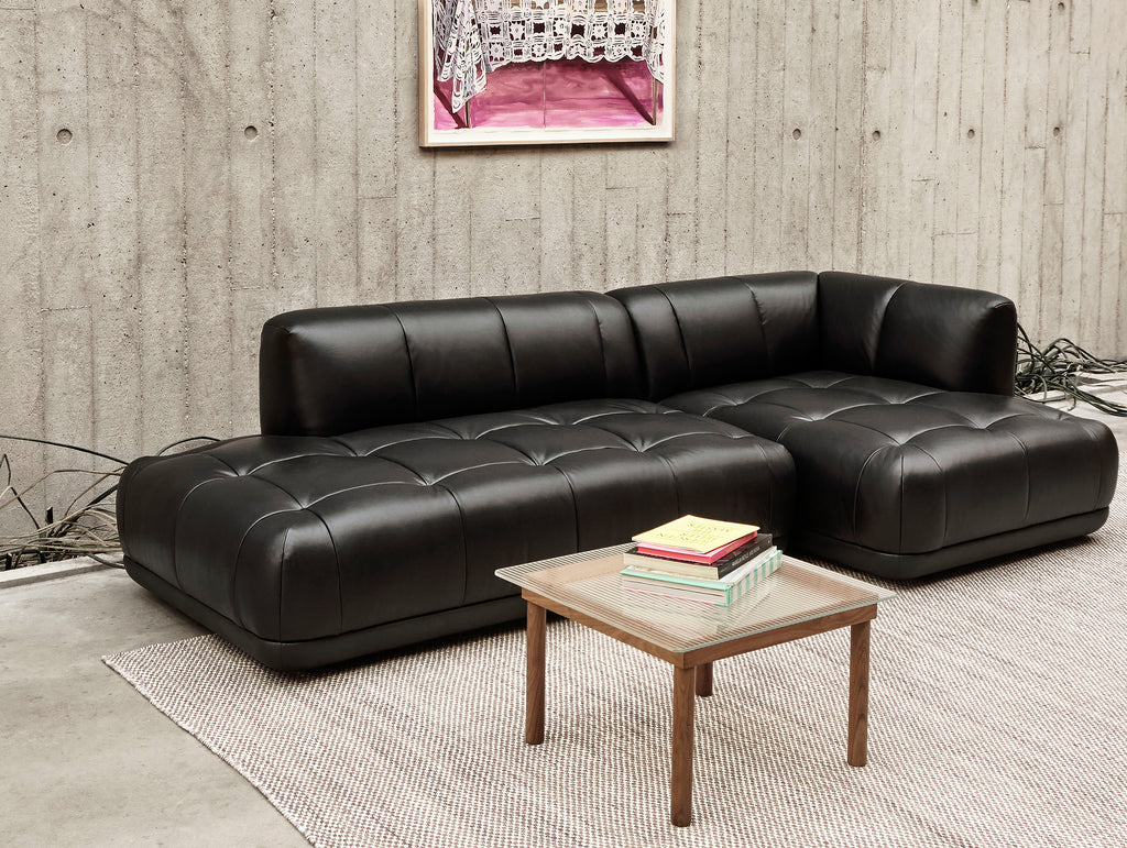 Quilton Sofa - Combination 21 in Black Silk Leather by HAY