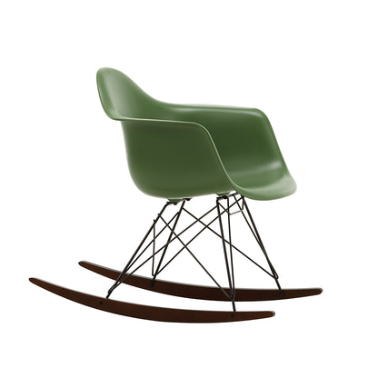 Eames RAR Plastic Armchair in Forest with Basic Dark Base and Dark Maple Rockers by Vitra