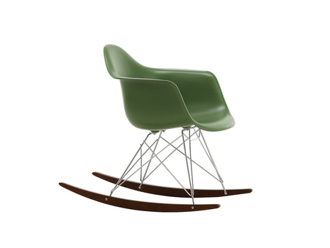 Eames RAR Plastic Armchair in Forest with Chrome Base and Dark Maple Rockers by Vitra