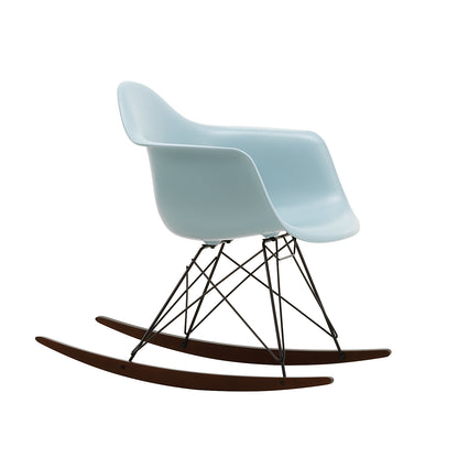 Eames RAR Plastic Armchair in Ice Grey with Basic Dark Base and Dark Maple Rockers by Vitra