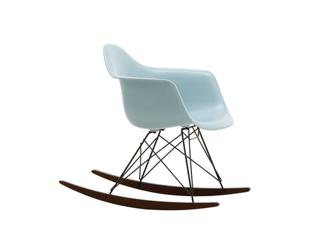 Eames RAR Plastic Armchair in Ice Grey with Basic Dark Base and Dark Maple Rockers by Vitra
