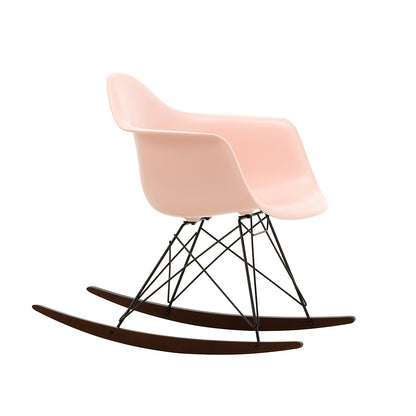Eames RAR Plastic Armchair in Pale Rose with Basic Dark Base and Dark Maple Rockers by Vitra