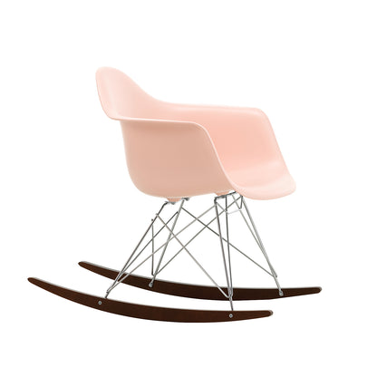 Eames RAR Plastic Armchair in Pale Rose with Chrome Base and Dark Maple Rockers by Vitra