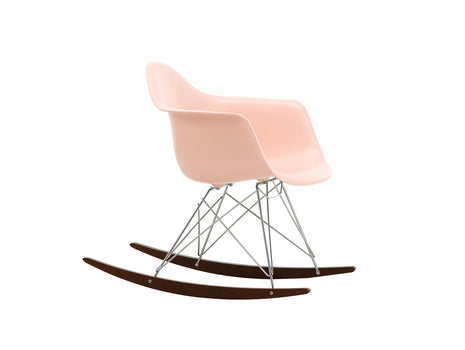 Eames RAR Plastic Armchair in Pale Rose with Chrome Base and Dark Maple Rockers by Vitra