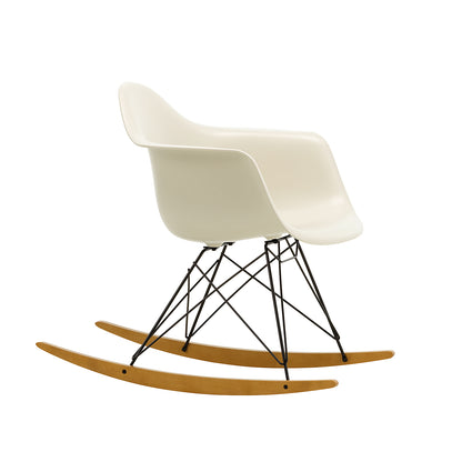 Eames RAR Plastic Armchair in Pebble with Basic Dark Base and Golden Maple Rockers by Vitra