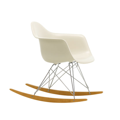 Eames RAR Plastic Armchair in Pebble with Chrome Base and Golden Maple Rockers by Vitra
