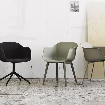 Remix 183 / Black Fiber Armchair Upholstered with Swivel Base by Muuto