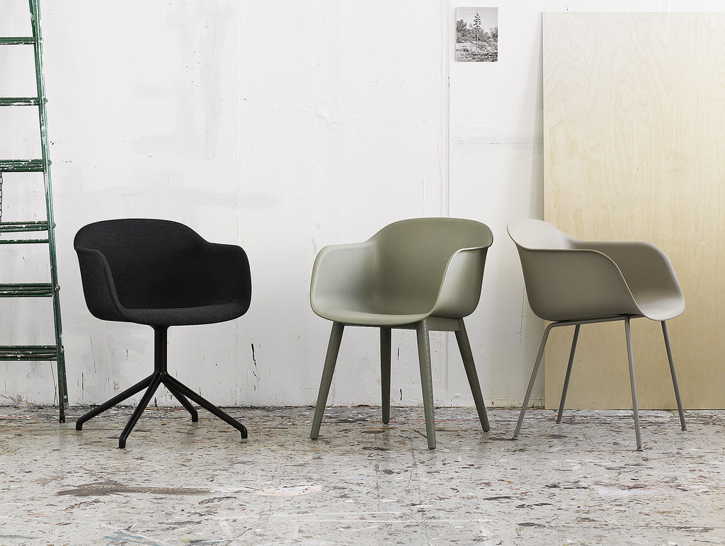 Remix 183 / Black Fiber Armchair Upholstered with Swivel Base by Muuto