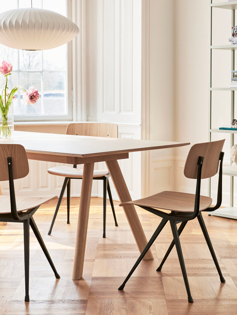 CPH30 Extendable Dining Table by HAY - Off White Linoleum Tabletop with Lacquered Oak Base
