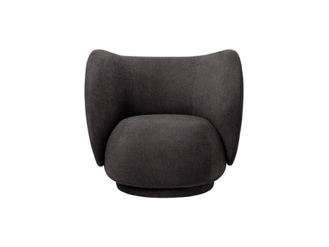 Rico Lounge Chair in Warm Dark Grey Bouclé by Ferm Living
