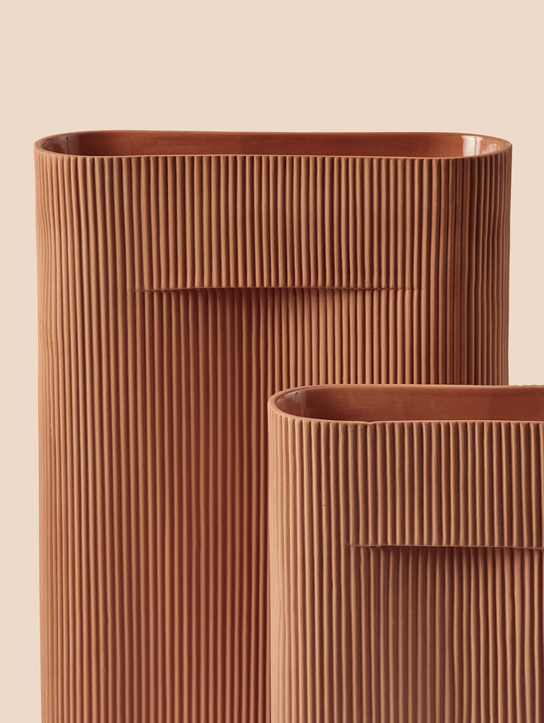 Ridge Vases in Terracotta by Muuto