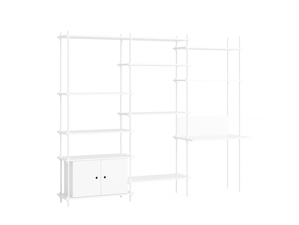 Moebe Shelving System - S.200.3.D Set in White / White Lacquered Finish