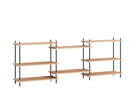 Moebe Shelving System - S.85.3.A Set in Black / Oiled Oak