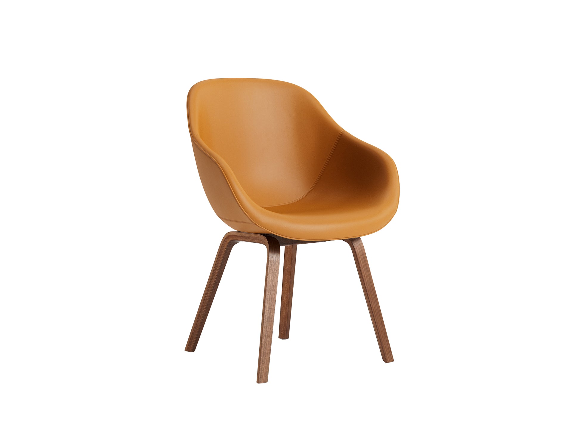 About A Chair AAC 123 by HAY - Sense Cognac Leather / Lacquered Walnut Base