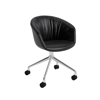About A Chair AAC 25 Soft by HAY - Black Sense Leather /  Polished Aluminium