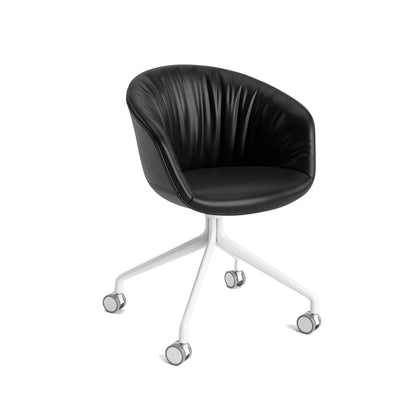 About A Chair AAC 25 Soft by HAY - Black Sense Leather  / White Powder Coated Aluminium