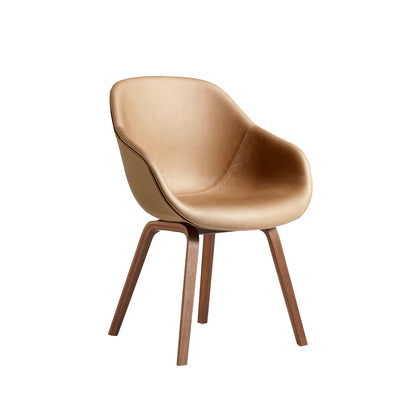 About A Chair AAC 123 by HAY - Sense Nougat Leather / Lacquered Walnut Base