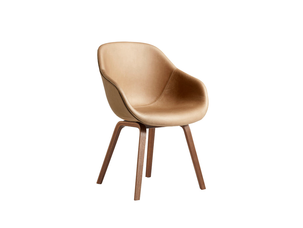 About A Chair AAC 123 by HAY - Sense Nougat Leather / Lacquered Walnut Base