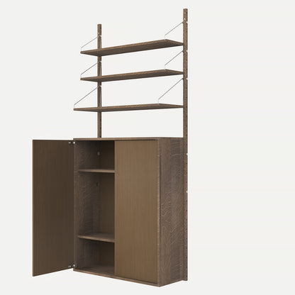H1852 Cabinet Section (Large) in Dark Oiled Oak with 3 x Shelves