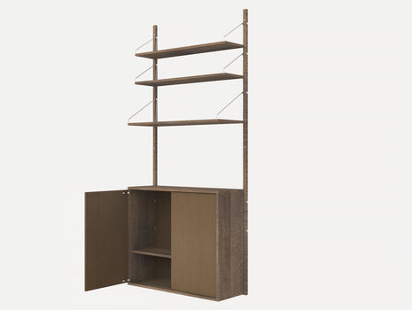H1852 Cabinet Section (Medium) in Dark Oiled Oak with 3 x Shelves