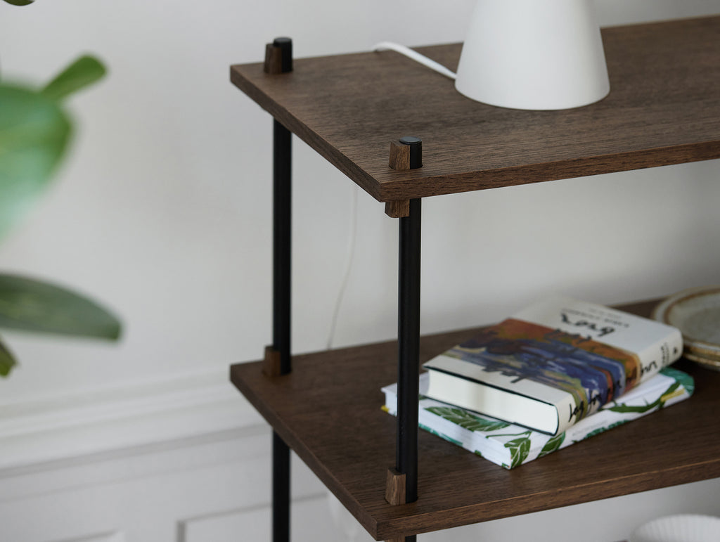Moebe Shelving System - S.85.2.B Set in Black / Smoked Oak