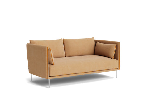 Silhouette Sofa - Linara 142, Chromed Steel Base, Cognac Sense Leather Piping  