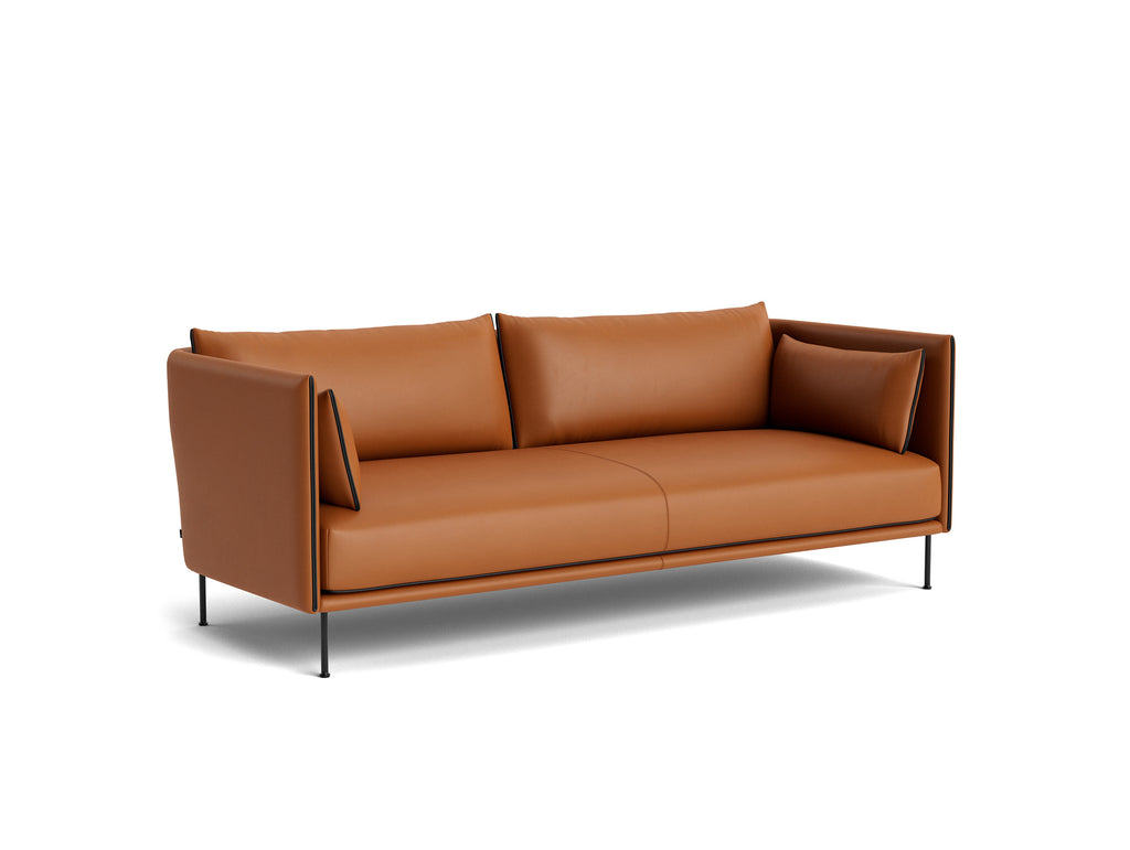 Silhouette Sofa - Nevada NV2488 cognac, black base, sense black leather piping