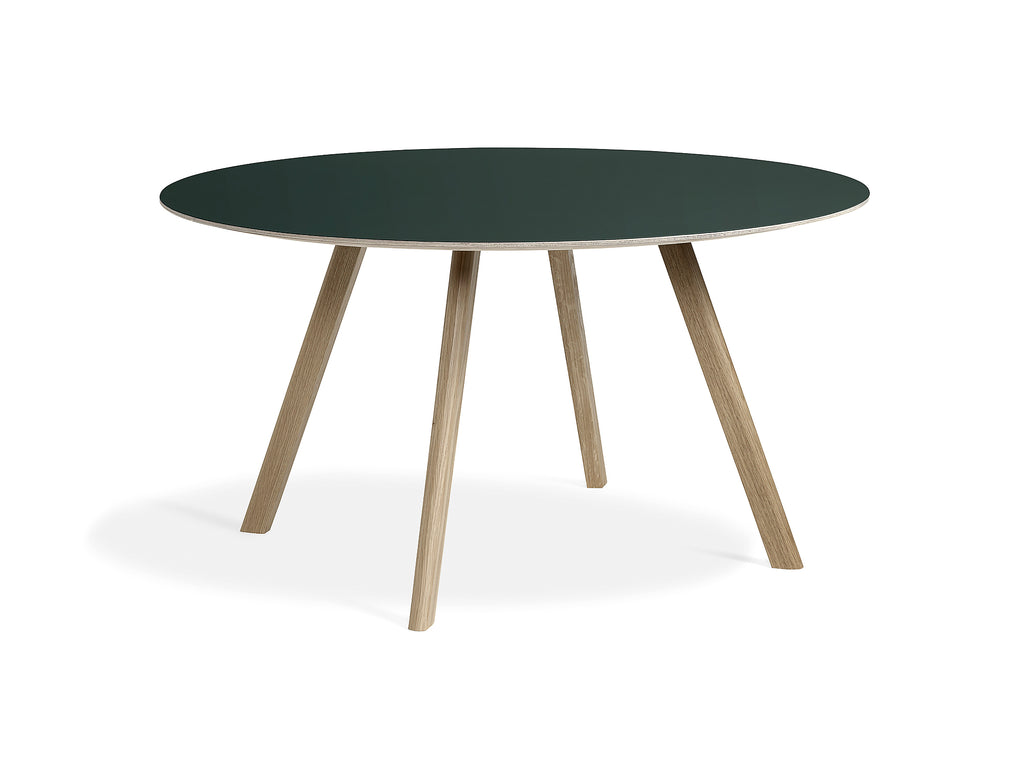 Soaped Oak Green Linoleum Copenhague Round Dining Table CPH25 by HAY
