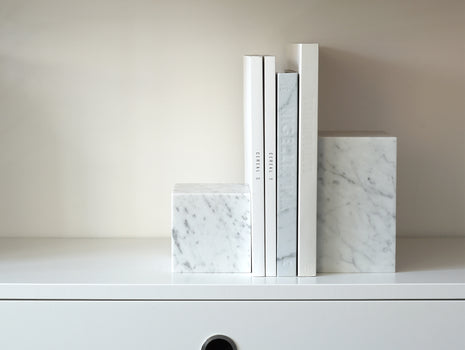 Stop Bookend, White Carrara Marble by e15