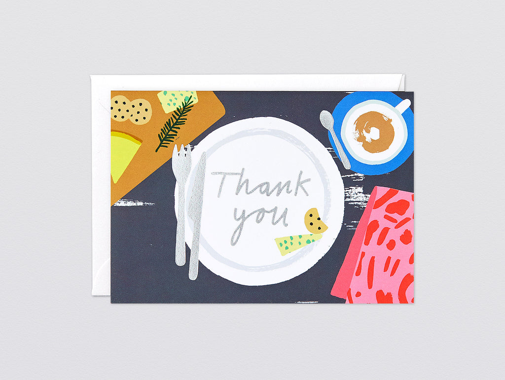 'Thank You Dinner' Foiled Greetings Card by Wrap
