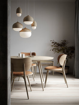 The Dining Chair by Mater - Matt Lacquered Oak Base / Natural Tanned Leather Seat