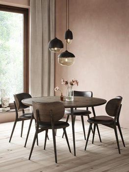 The Dining Chair by Mater - Sirka Grey Stained Oak Base / Black Leather Seat