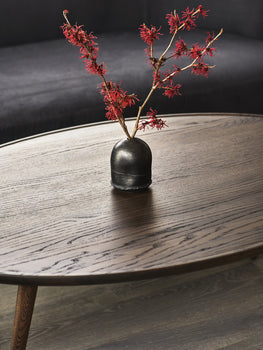 Accent Side Table by Mater - Oval Lounge (Width: 120 cm / Height: 42 cm) / Sirka Grey Stained Lacquered Oak