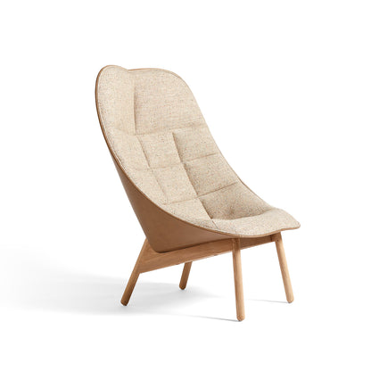 Uchiwa Quilted Lounge Chair / Bolgheri Front / Nougat Silk Leather Back / by HAY