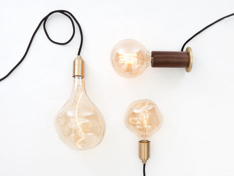 Brass Pendant and Walnut Touch Lamp by Tala