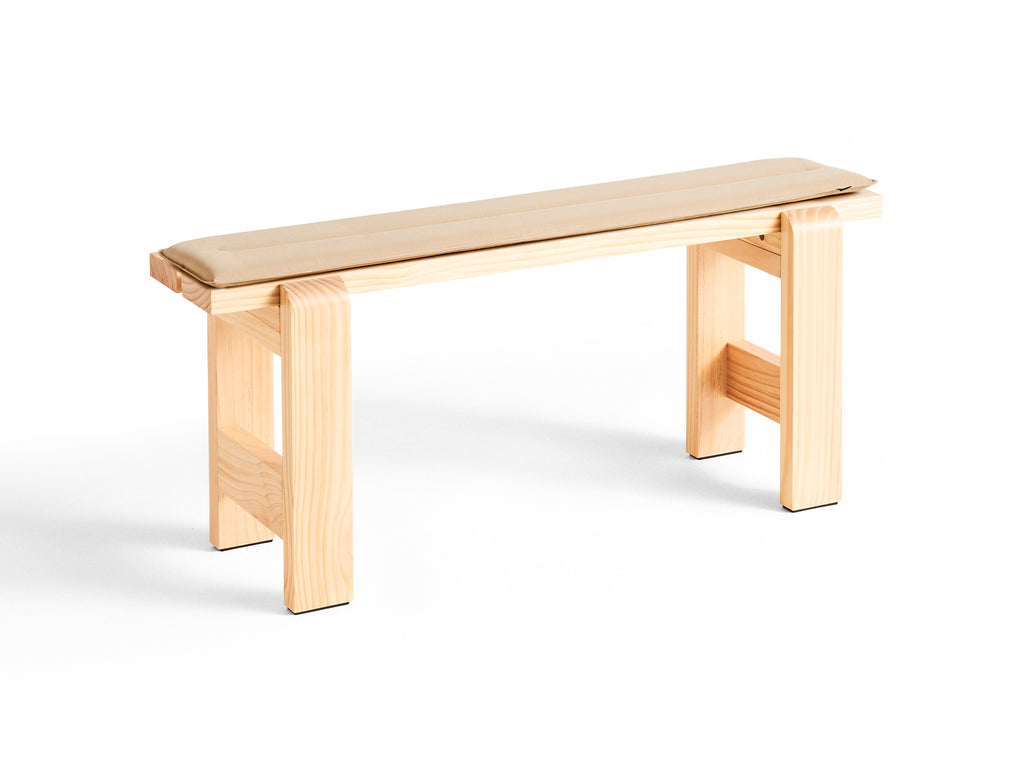 Weekday Bench with Cushion by HAY - Length: 111 cm / Lacquered Pinewood with Beige Cushion