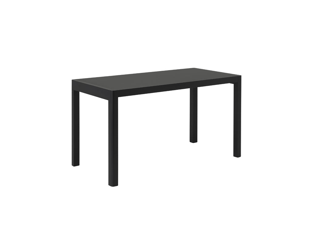 Workshop Table by Muuto - 130 x 65 cm / Black Linoleum Top with Black Lacquered Oak Base